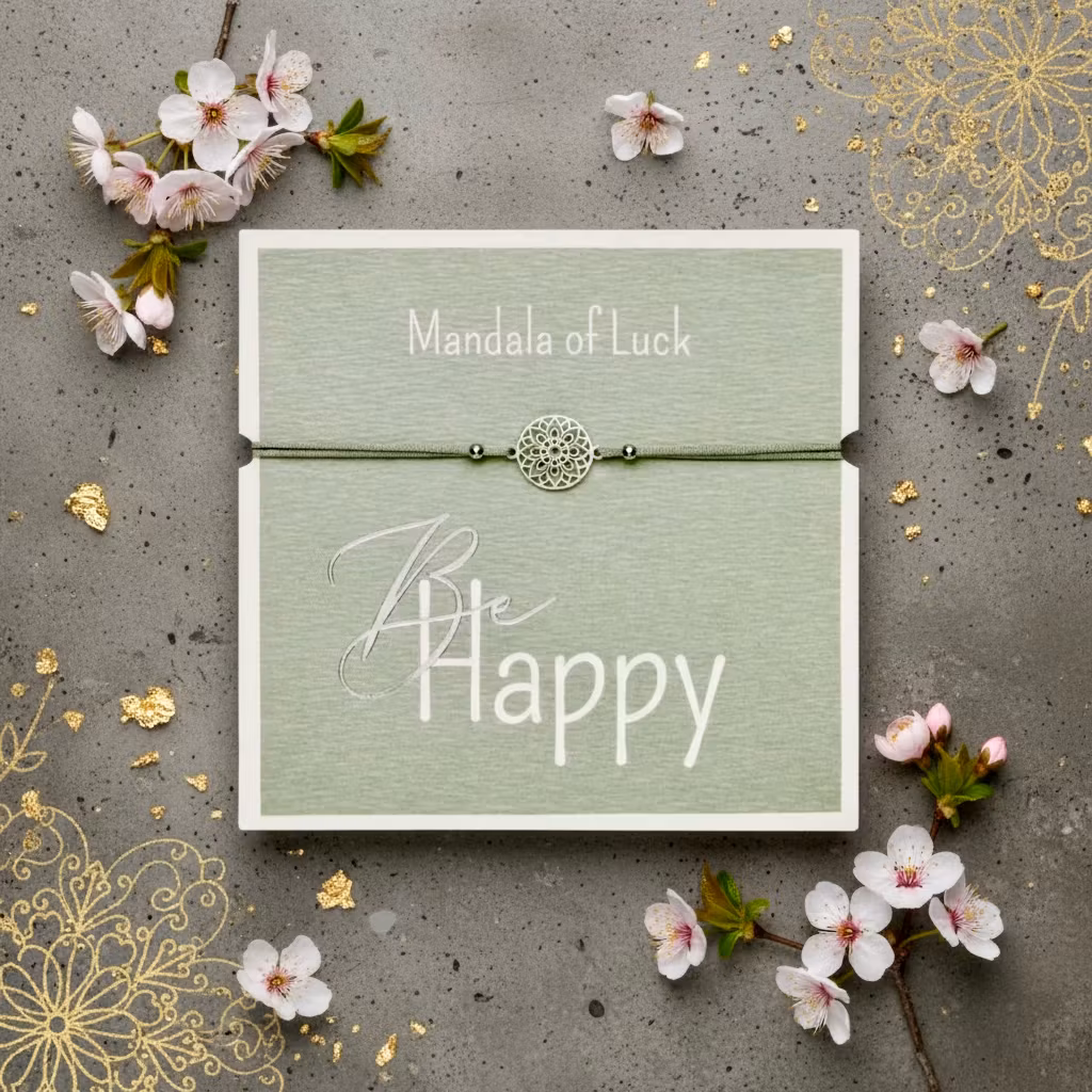 Crystals HCA Jewellery -  "Be Happy Bracelet" -SILVER plated Mandala of Luck