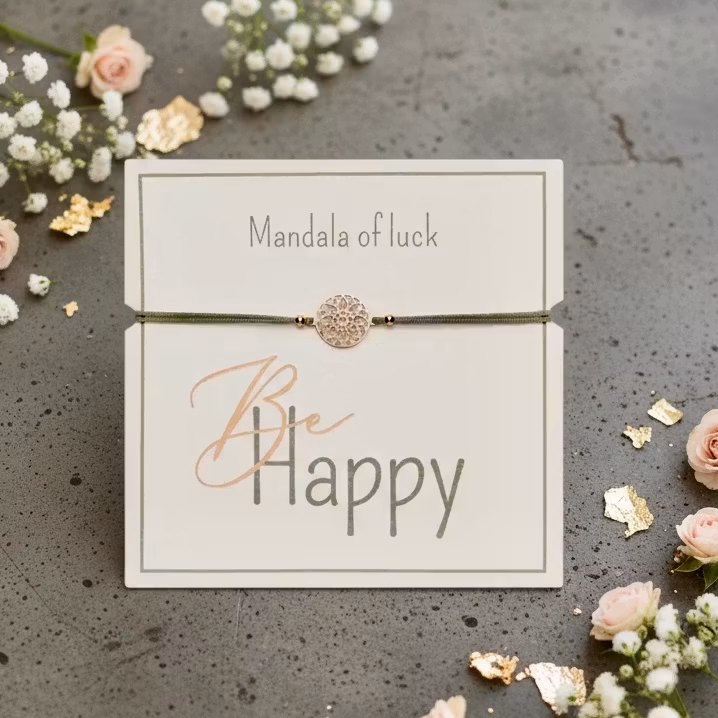Crystals HCA Jewellery -  "Be Happy Bracelet" - Rosegoldplated Mandala of Luck