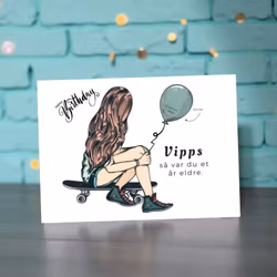 Vipps Bursdagskort - Skater Girl