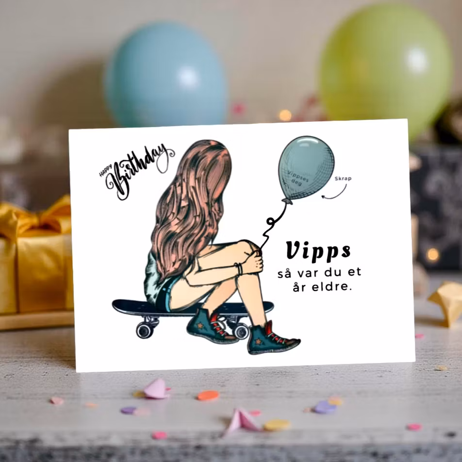 Vipps Bursdagskort - Skater Girl