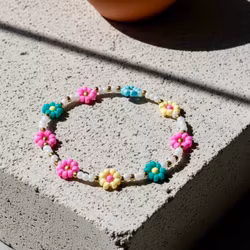 Mini Beads Armbånd - Blomster Multi