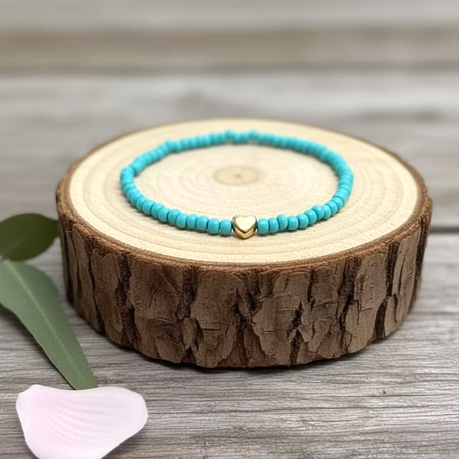 Glass Beads Stretch Bracelet - Turkis