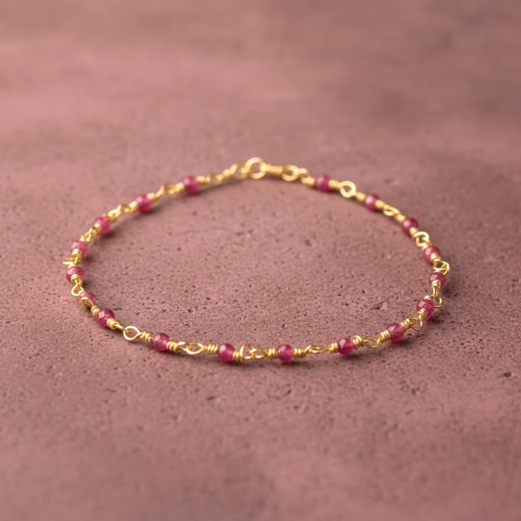 Une a Une - India Faceted Bracelet Raspberry