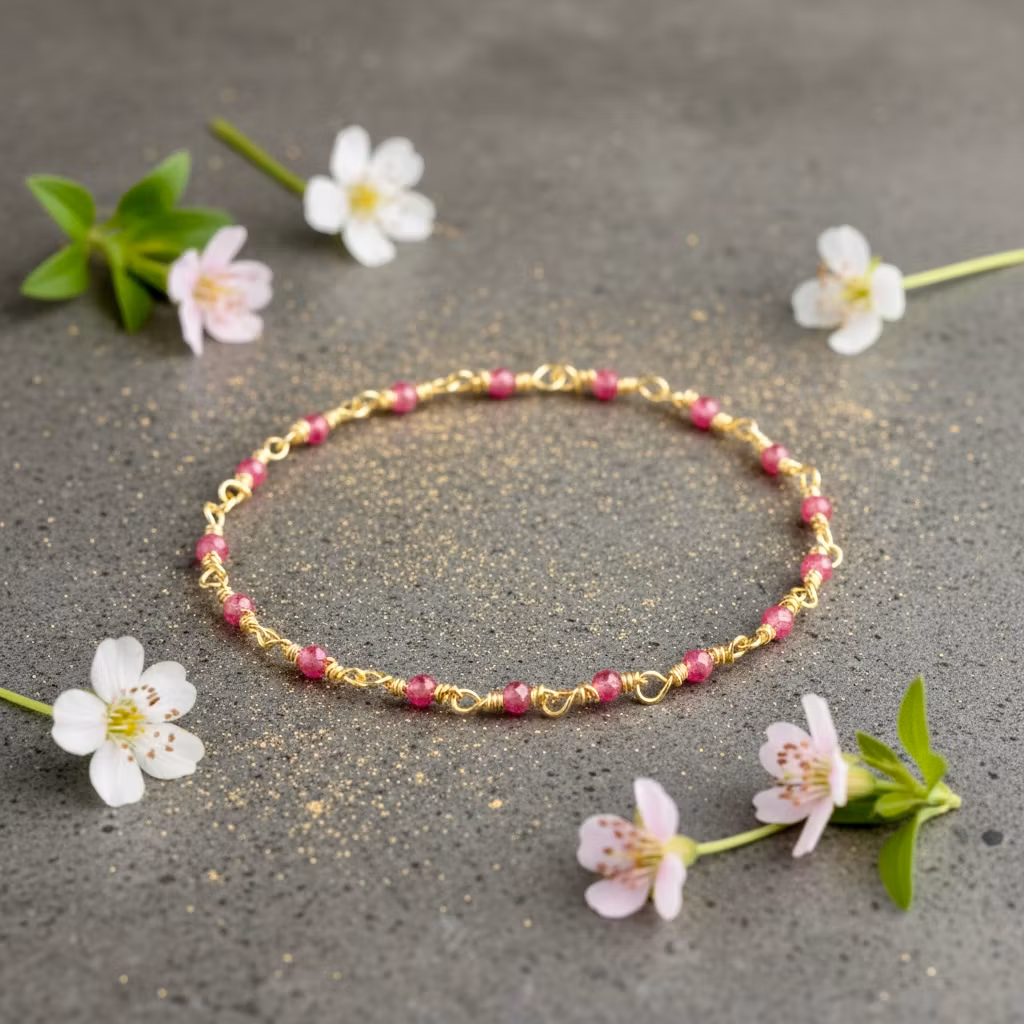 Une a Une - India Faceted Bracelet Raspberry