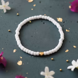 Glass Beads Stretch Bracelet - Hvit