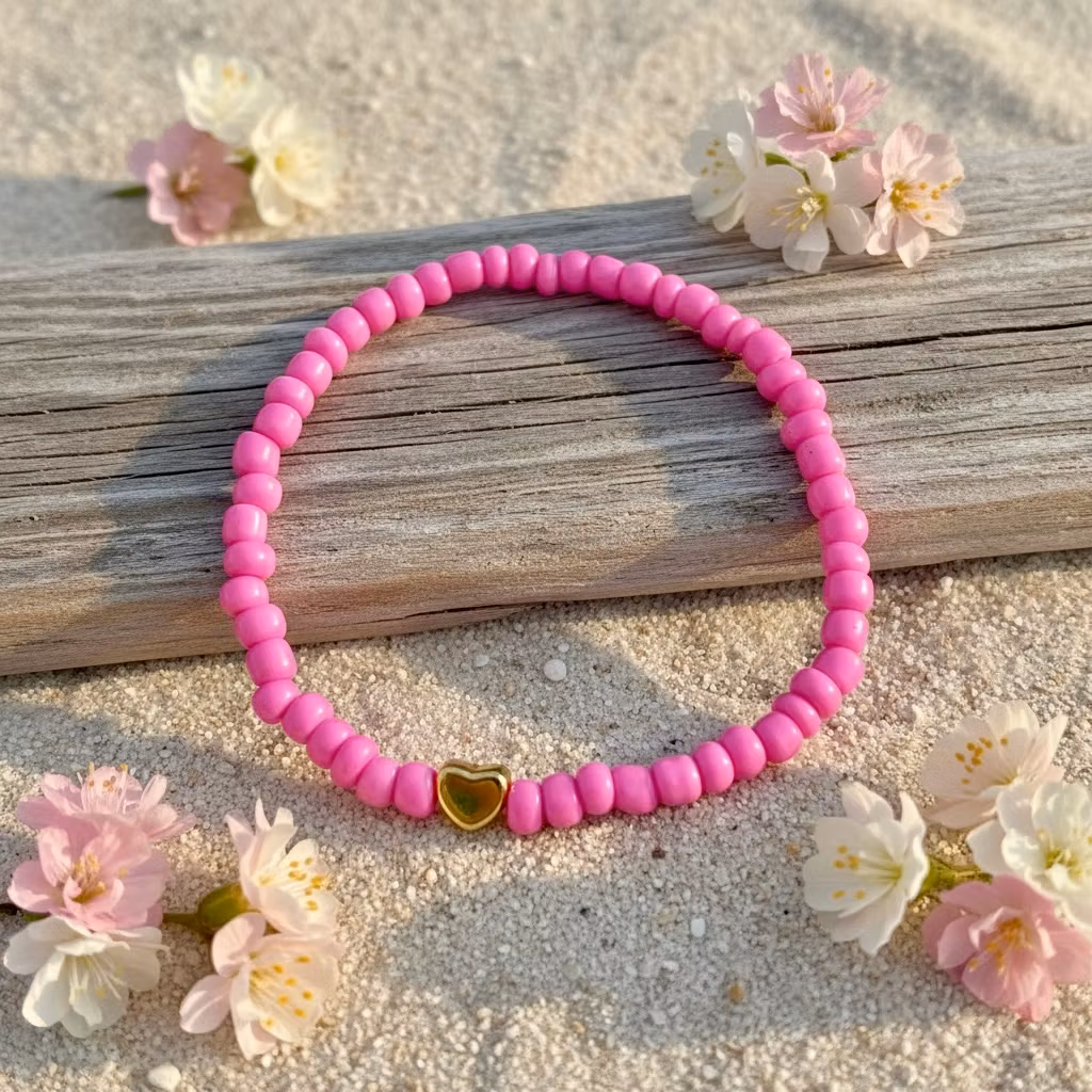 Glass Beads Stretch Bracelet - Pink