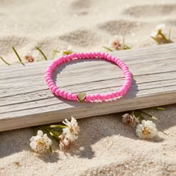 Glass Beads Stretch Bracelet - Pink
