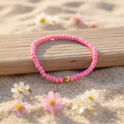 Glass Beads Stretch Bracelet - Pink