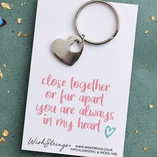Wishstring Keyring- "Always in my heart"