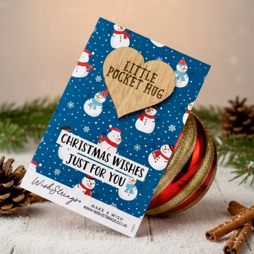 Wishstring Pockethug- "Christmas Wishes Snowmen"
