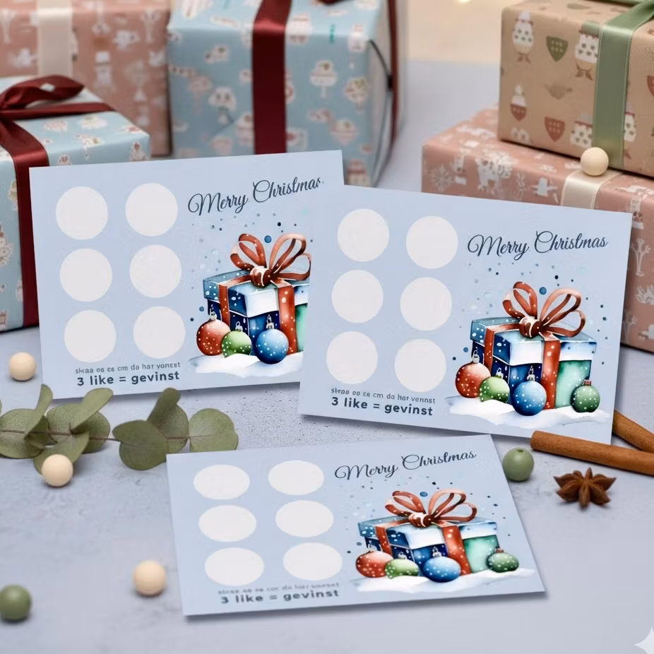 3pk Skrap og vinn - Julekort