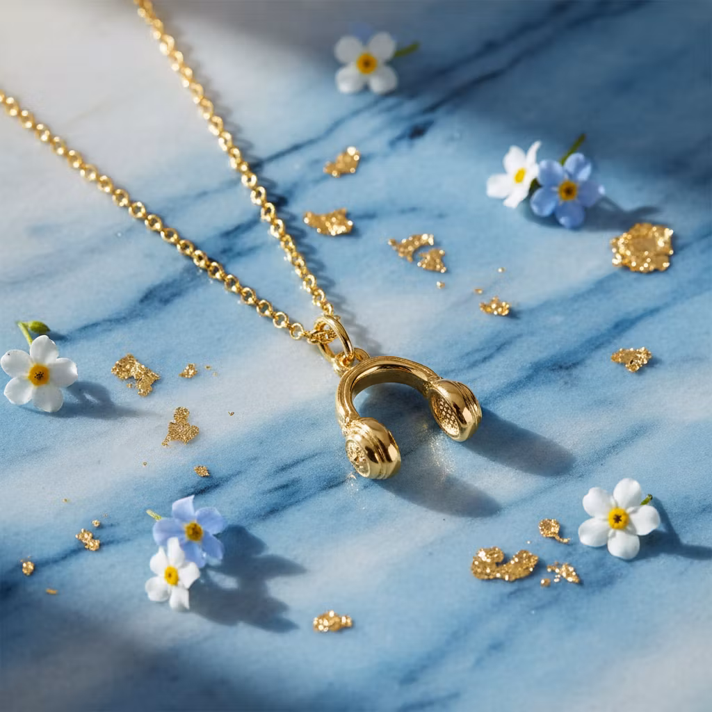 Lily Charmed - Headphones Gold Necklace