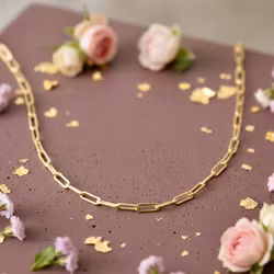 Mesa Blue - Paperclip Gold Necklace