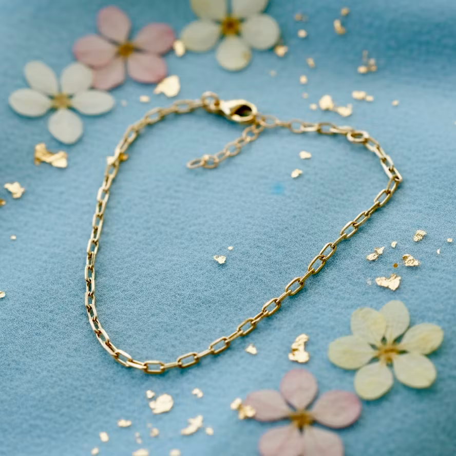 Katie Waltman - Miniature Paperclip Chain Gold Bracelet