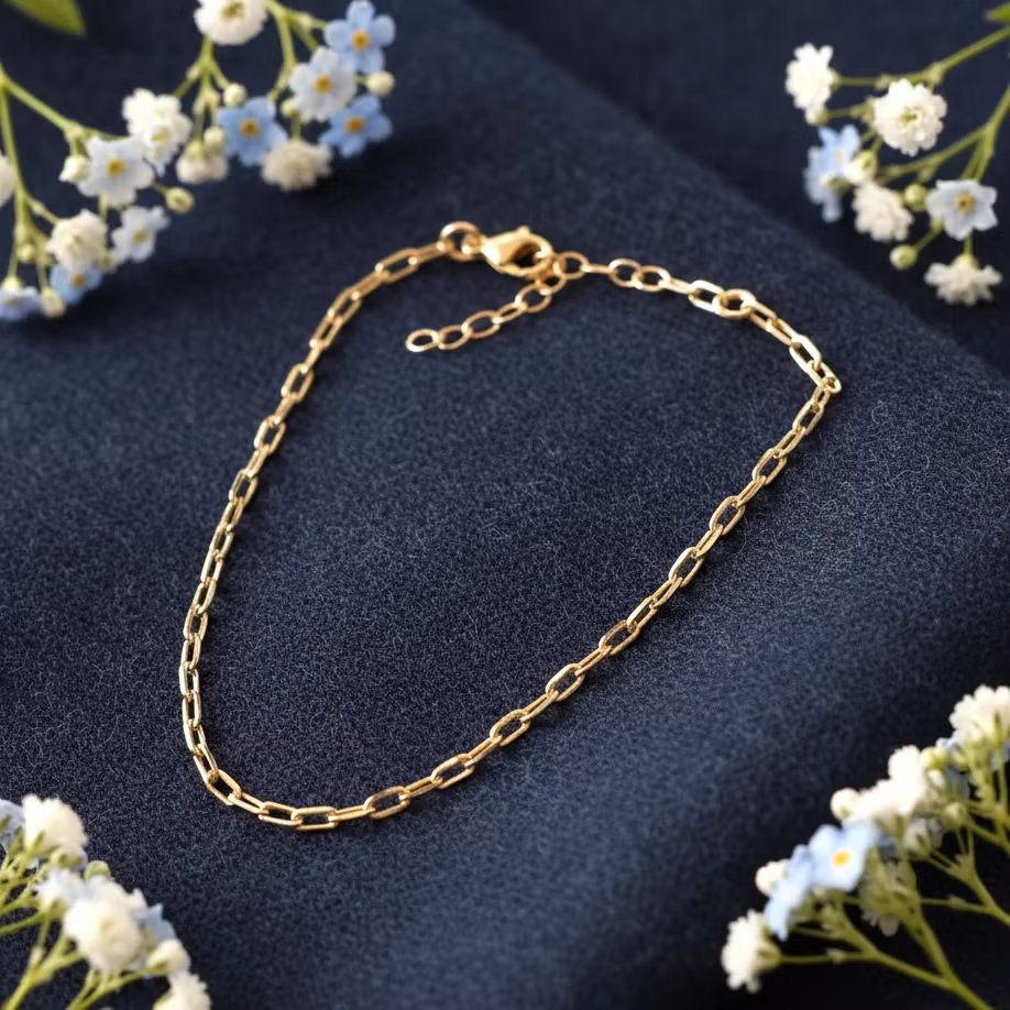 Katie Waltman - Miniature Paperclip Chain Gold Bracelet