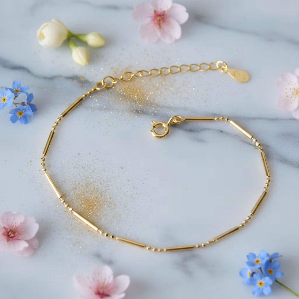 Mesa Blue - Tube and Ball Chain Bracelett