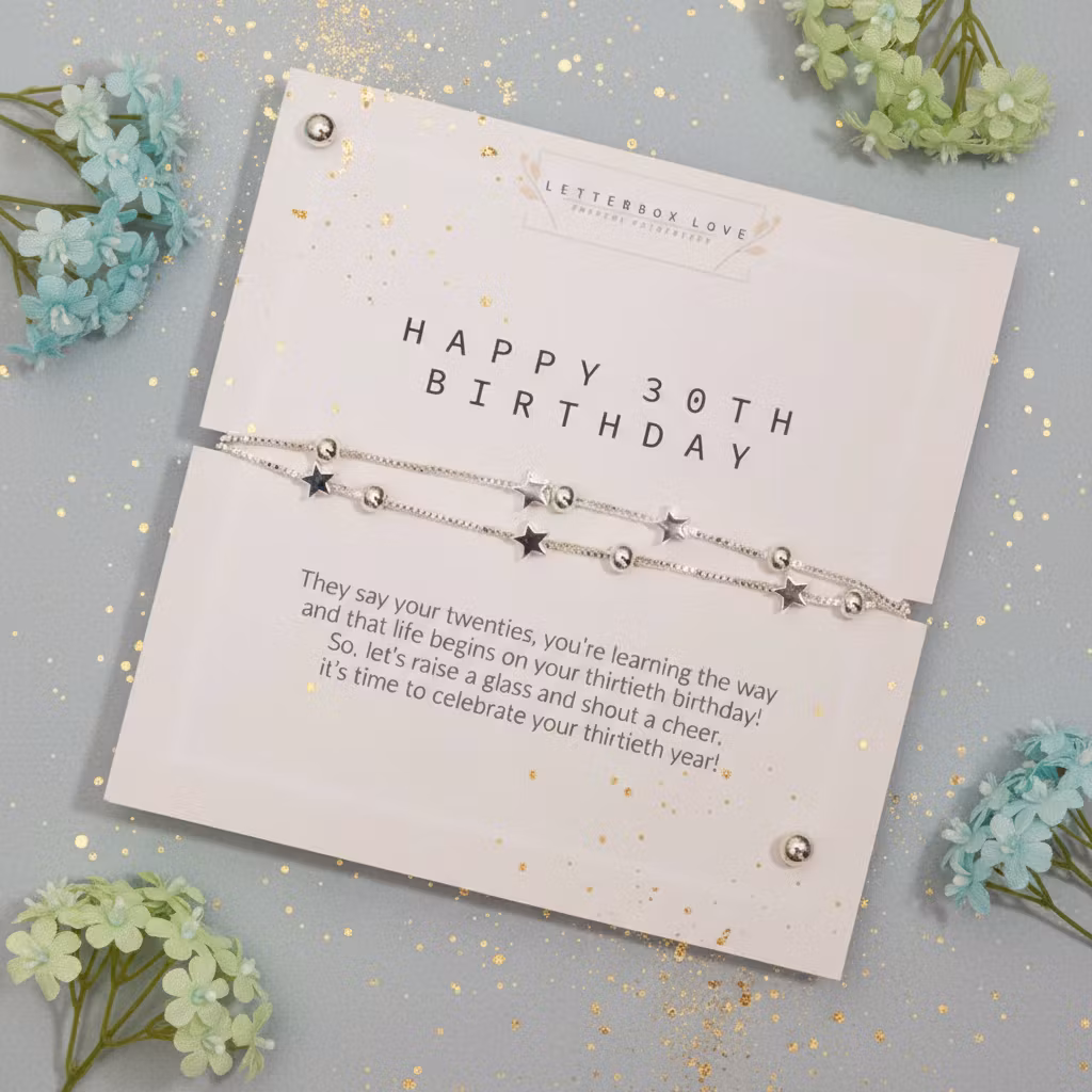 Letterbox Love - 30th Milestone Birthday Silver Bracelet