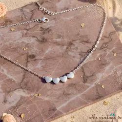 The Vintage Pearl - "All My Loves Gold Necklace" - 4 Hearts - Silver