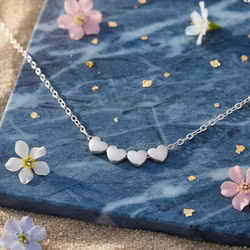 The Vintage Pearl - "All My Loves Gold Necklace" - 4 Hearts - Silver