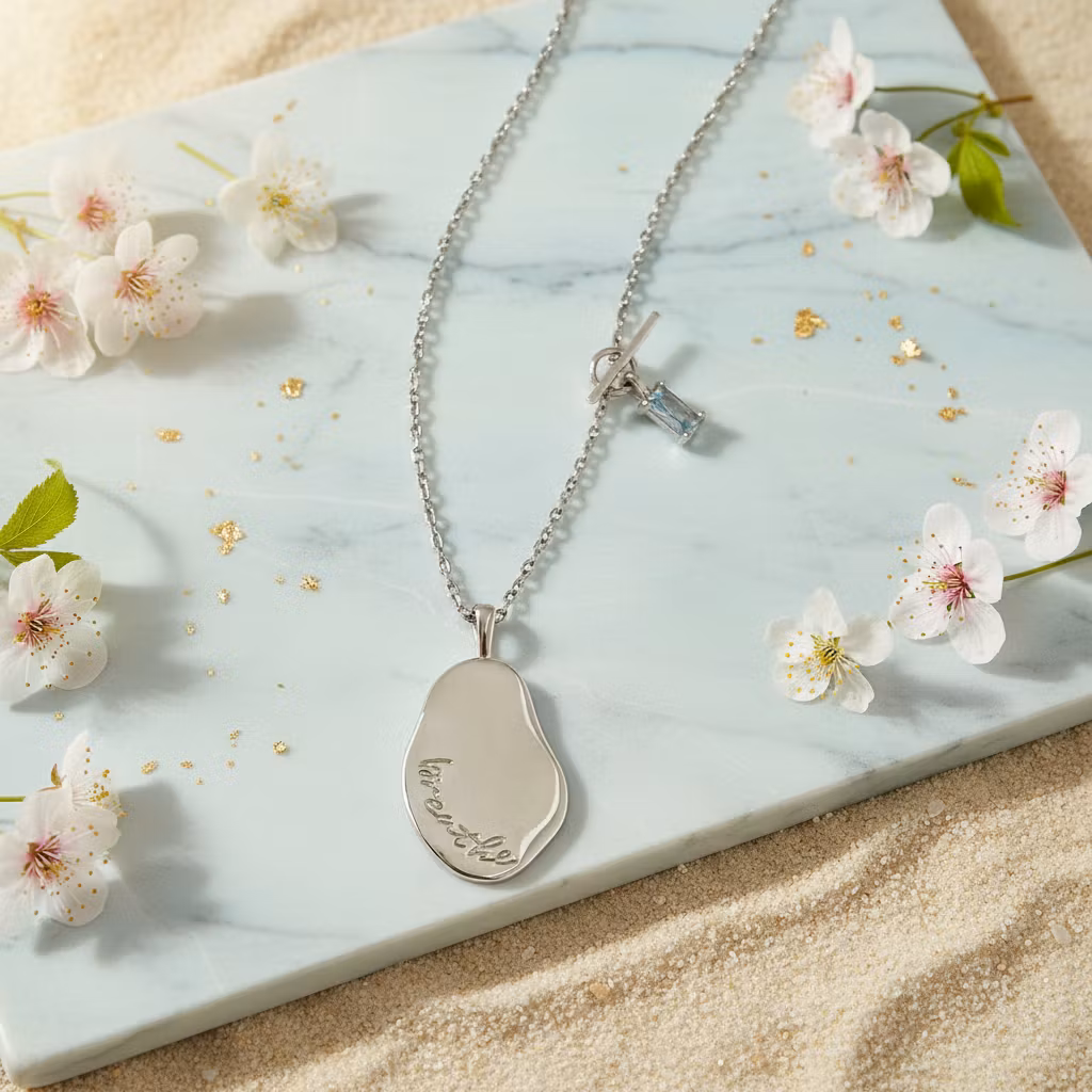 Wanderlust + Co - Breathe Silver Mantra Necklace