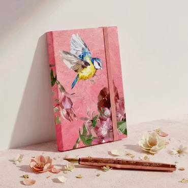 A6 Notatbok - Fugl og Blomster