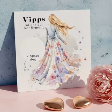 Vipps Konfirmasjonskort  - Blomsterkjole