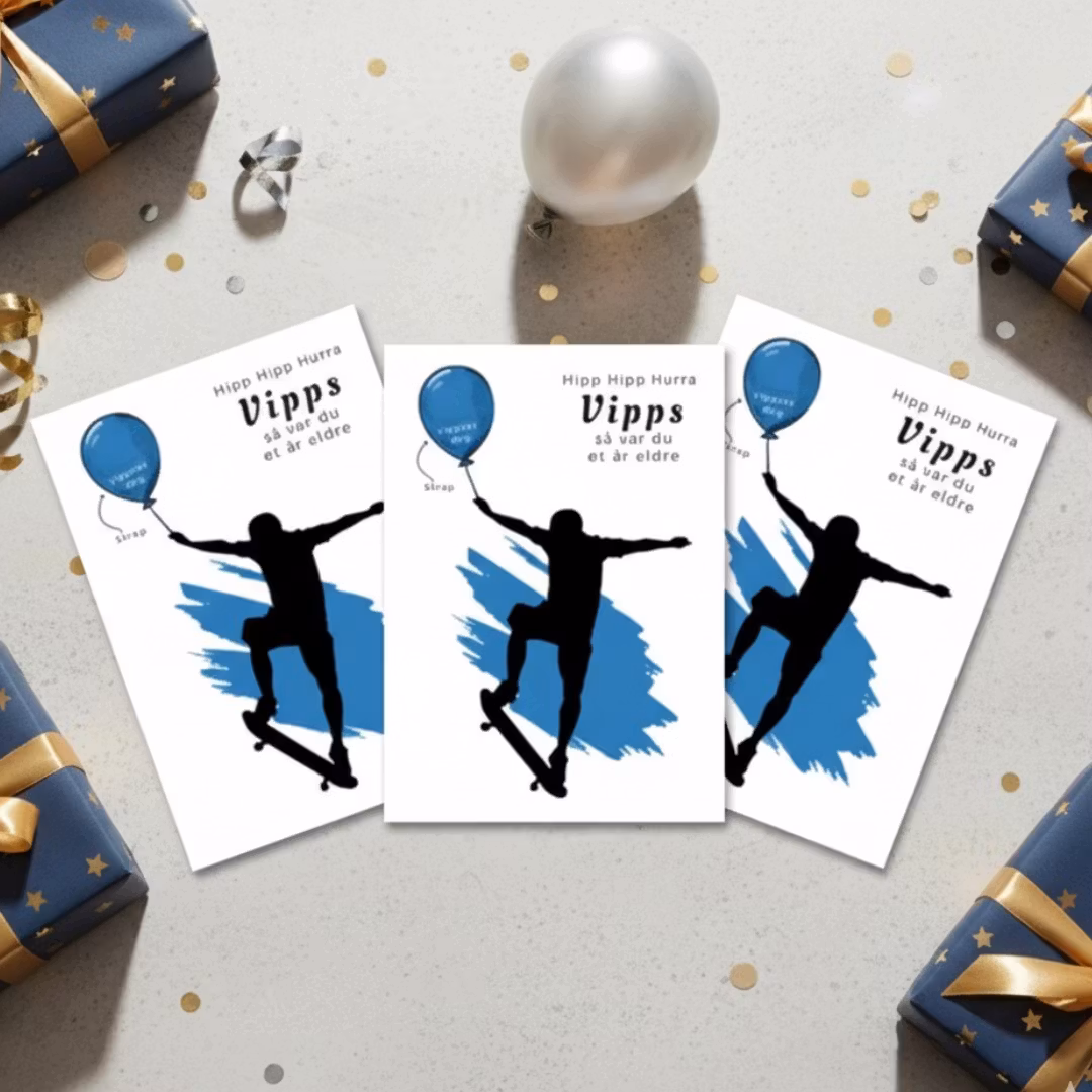 3pk Vipps Skrapekort - Skaterboy