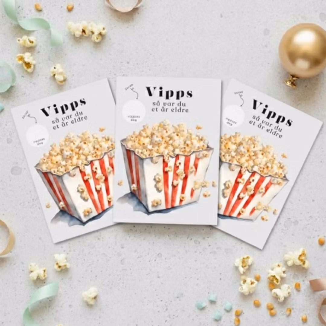 3pk Vipps Skrapekort - Popcorn