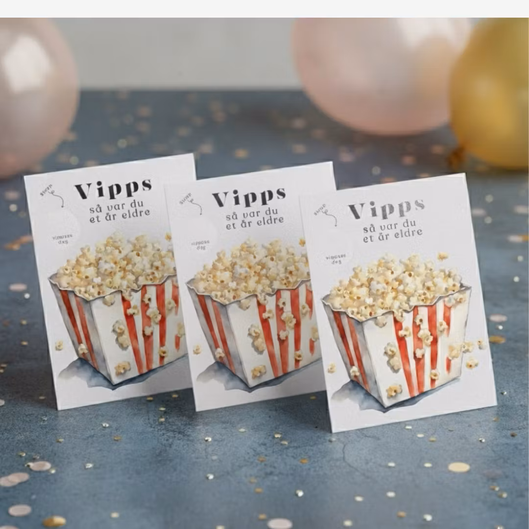 3pk Vipps Skrapekort - Popcorn