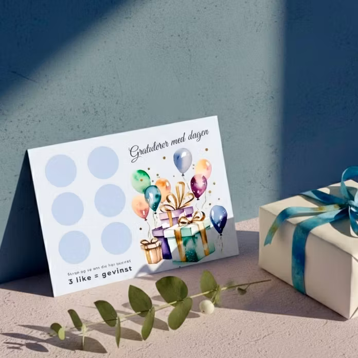 Skrap og vinn - Bursdagskort