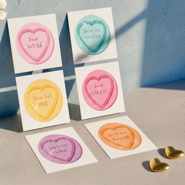 6pk Love Heart Cards