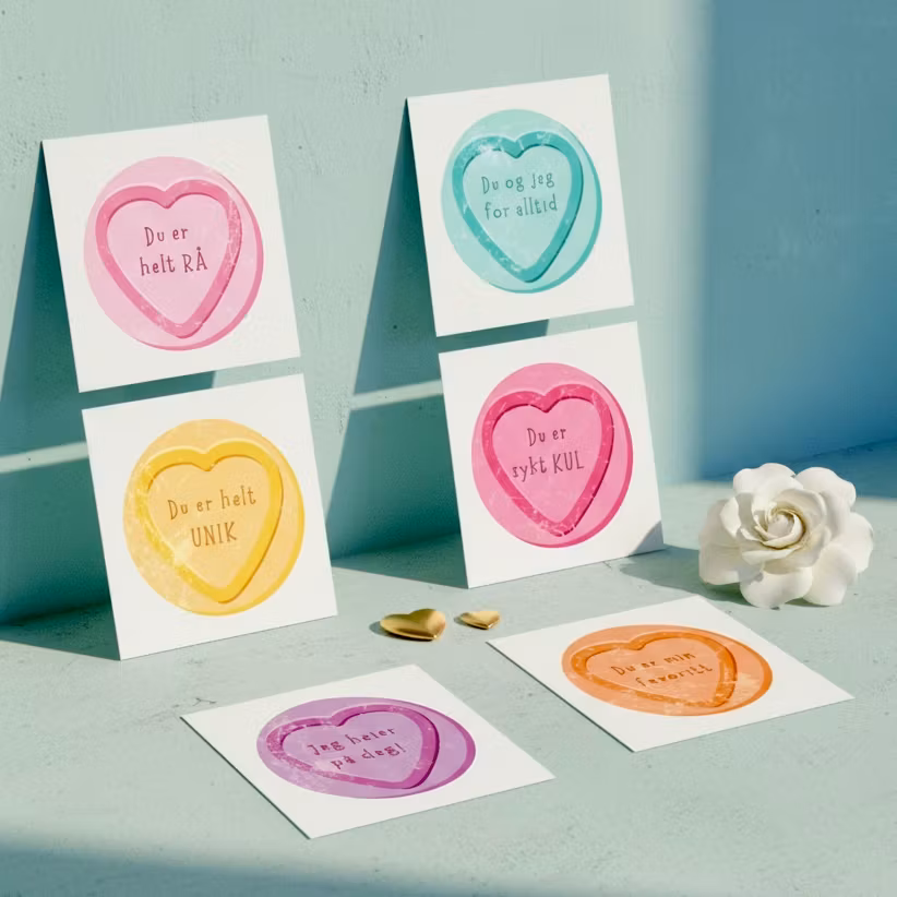 6pk Love Heart Cards