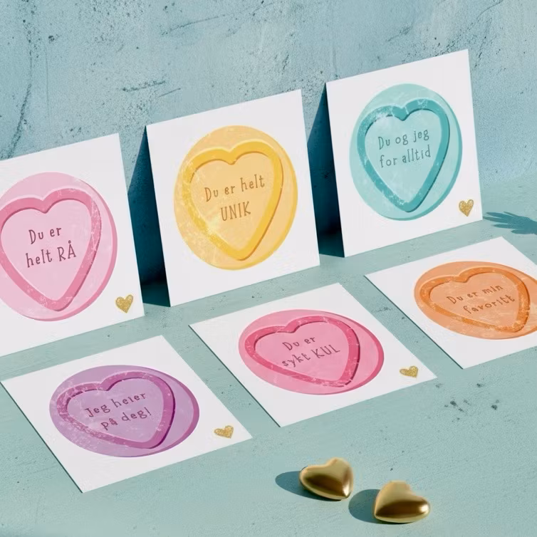 6pk Love Heart Cards