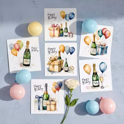 6pk "Bobler og ballonger" Cards