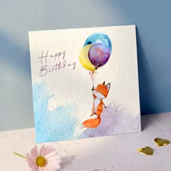 Fox Ballon Birthday Card