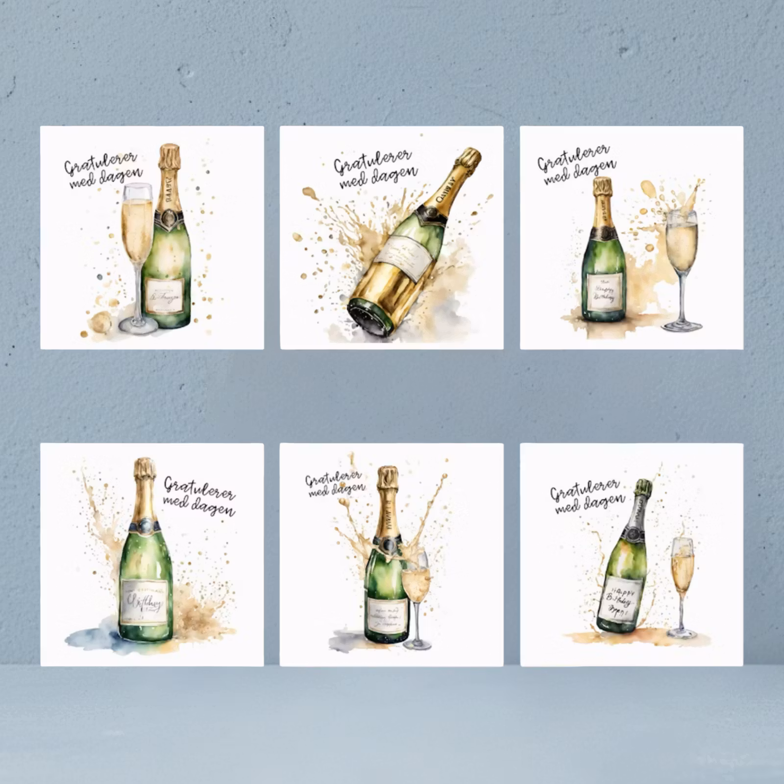 6pk Gratulerer med dagen kort