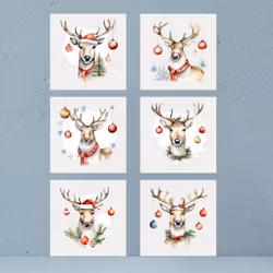 6pk Julekort - Reinsdyr