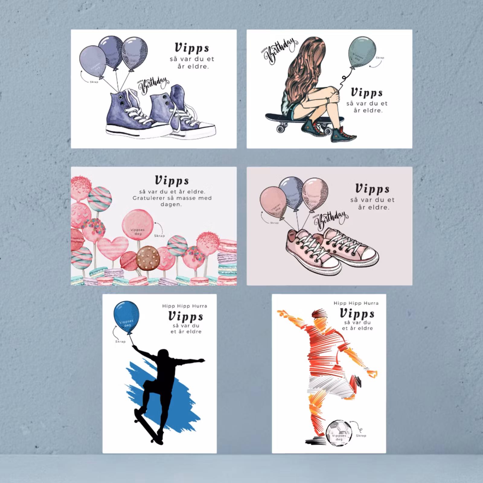 Raus Hverdag - 6pk Vipps Bursdagskort
