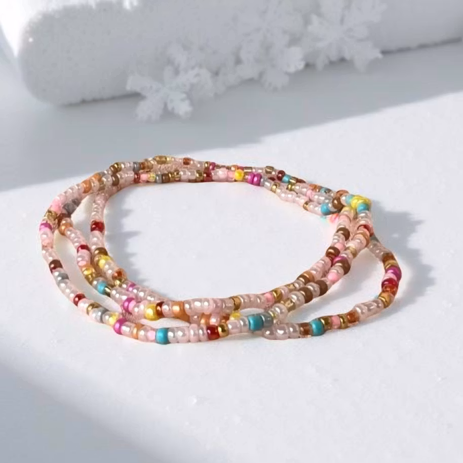 3pk Glass Beads Stretch Bracelet