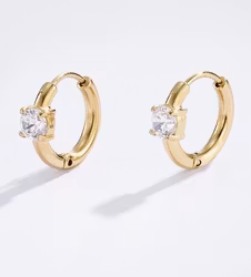 Klassiske Gull-Hoops med Klar Stein