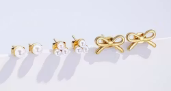 Øredobbsett – 3 Par: Perler & Sløyfer