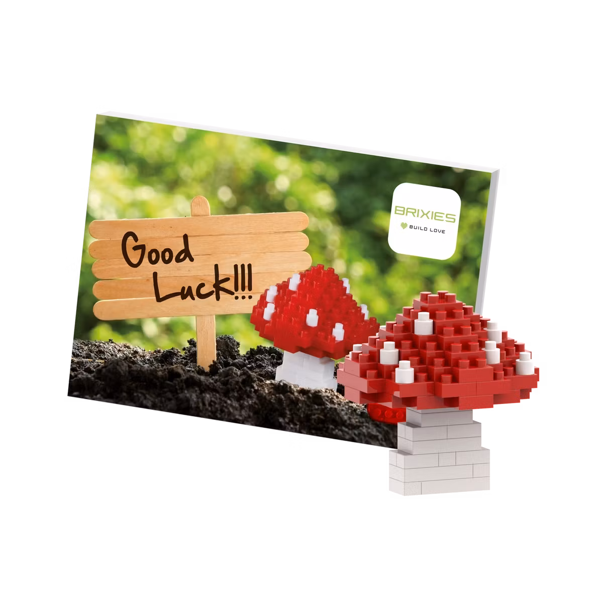 Brixies - Gratulasjonskort med Byggefigur - Lykkesopp