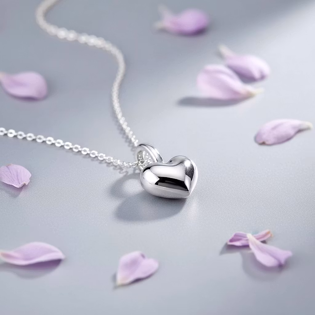 Sølvekjede - Puffed Heart