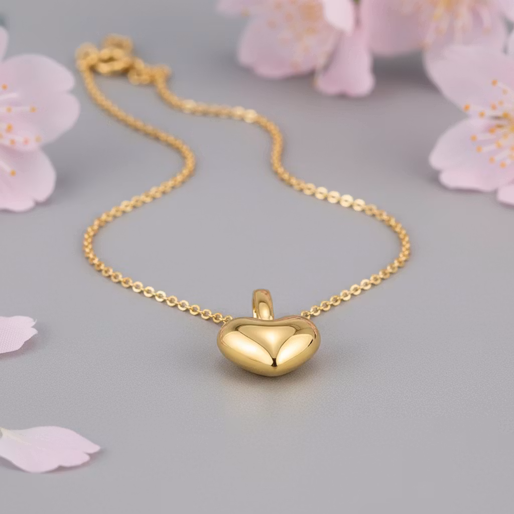 Gullkjede - Puffed Heart