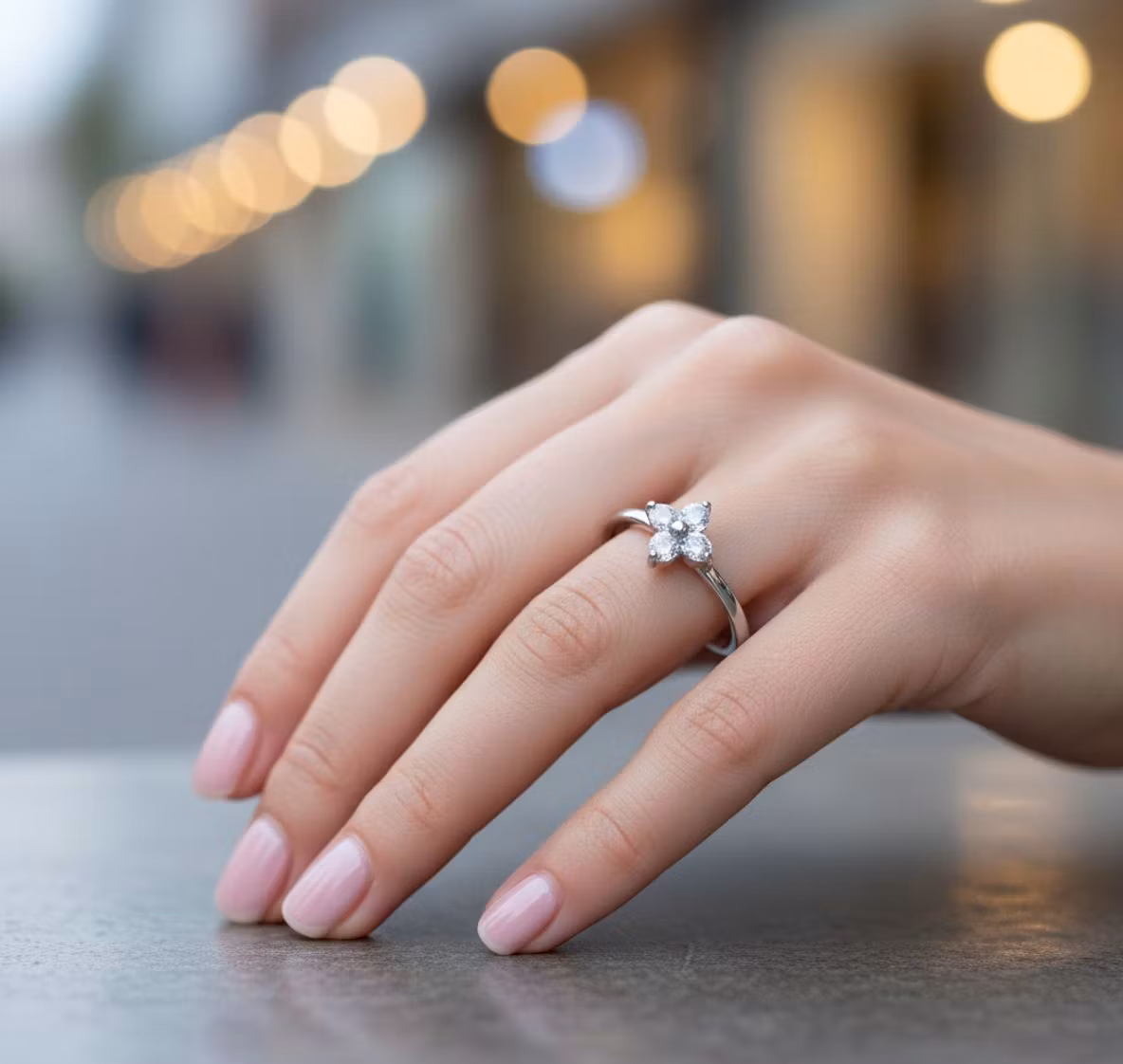 Justerbar ring med Glitrende Stein & Detaljert Bånd