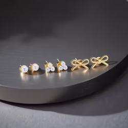 Øredobbsett – 3 Par: Perler & Sløyfer