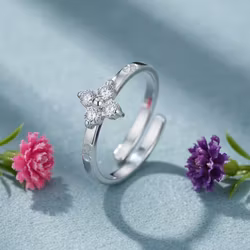 Justerbar ring med Glitrende Stein & Detaljert Bånd