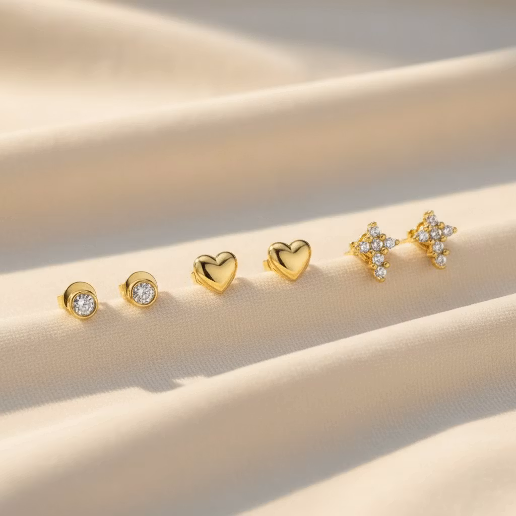 Øredobbsett – 3 Par: Perler & Sløyfer