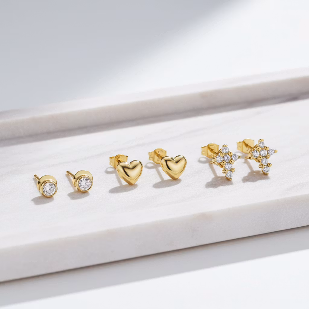 Øredobbsett – 3 Par: Perler & Sløyfer