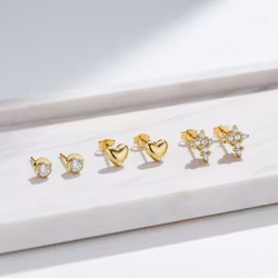 Øredobbsett – 3 Par: Perler & Sløyfer